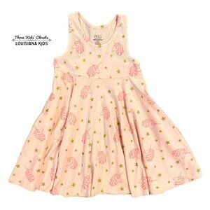 NEW Egg 2Y Pink & Gold Glitter Unicorn Stars Twirl Dress
